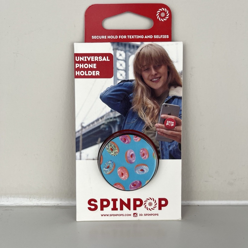 SpinPop Universal Cell Phone Holder Blue Donuts Pop Grip Organizer Stand New‎ - Picture 6 of 6